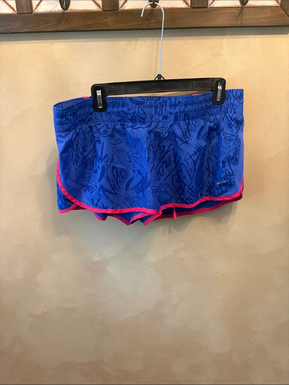 Nike Blue Women's Athletic Shorts with Pink Trim